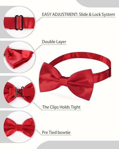 AWAYTR Bow Ties for Men - Pre-Tied Adjustable Tuxedo Style for Wedding - color: Purplish Red
