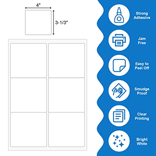 BESTEASY 3 1/3" x 4" Labels Shipping Labels for Laser Inkjet Printers, 6 Up Self Adhesive FBA Address Labels, White Matte Mailing Label Stickers (100 Sheets, 600 Labels) - size: 100 sheets, style: 6 up-3-1/3" x 4"