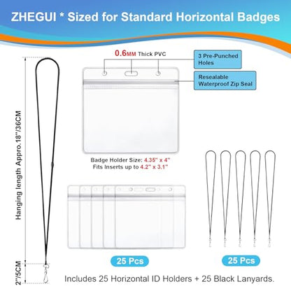 Breakaway Lanyards for Badges Holder 25 Pack with 4x3 ID Badge Holder - color: Breakaway Black, size: 25 Pack