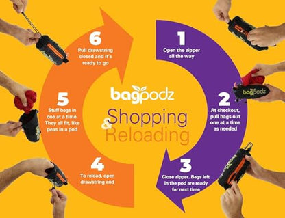 Reusable Grocery Bags, Foldable Shopping Bags in Pod, 5 Pack - color: Orange - 5 Bags