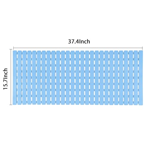 BEMISO Shower Mat Non Slip Bathtub Mat 37.4 x 15.7 Inch Bath Mat for Tub - color: Blue, size: 37.4 x 15.7 inches
