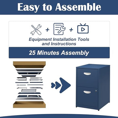 SteeLoong 2 Drawer File Cabinet,Metal Office File Cabinet with Lock,Blue - color: Blue, style: 2 Drawer Light Duty