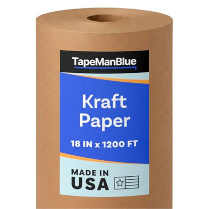Kraft Paper Roll, 18" x 14400" (1200') Made in USA, 30 lb. Brown Packing Paper Roll, Recyclable Void Fill, Brown Kraft for Shipping, Packing, Wrapping, Storing - size: 18 inch x 1200 feet