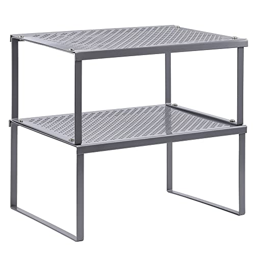 NEX Cabinet Organizer Shelf, Kitchen Counter Shelves Set of 2, Silver - color: Silver