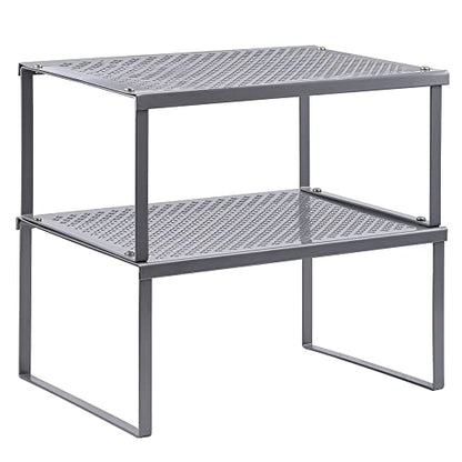 NEX Cabinet Organizer Shelf, Kitchen Counter Shelves Set of 2, Silver - color: Silver