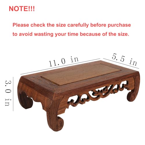 Chinese Wooden Base Handmade Rosewood Carved Craft Pedestal - size: 11.0x5.5x3.0 in