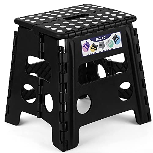 Delxo Folding Step Stool 13 Inch,300 Lbs Step Stool for Adults Black - color: Black, size: 13 Inch