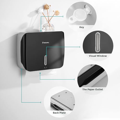 modunful Folded Paper Towel Dispenser Wall Mount - No Drill Matte Black - color: D-13 Black
