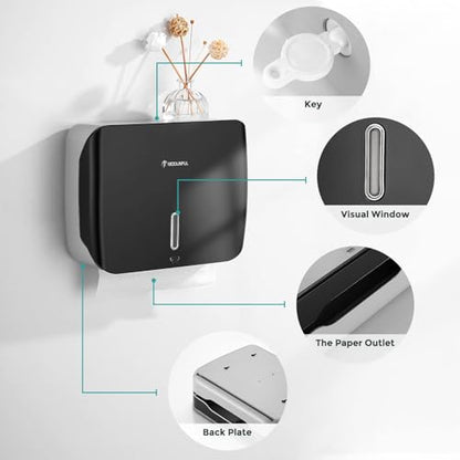 modunful Folded Paper Towel Dispenser Wall Mount - No Drill Matte Black - color: D-13 Black