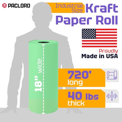 USA Made 18" x 8640" (720 ft) Light Green Kraft Paper Roll, Large Size - color: Light Green, size: 1 Roll