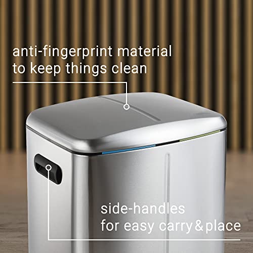 happimess Marco 10.6 Gal Double Bucket Step Trash Can, Platinum Silver - color: Stainless Steel