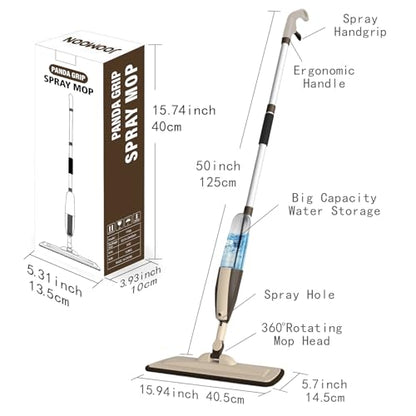 Wet Spray Mop for Floor Cleaning with 14 oz Bottle & 3 Microfiber Pads - color: Brown