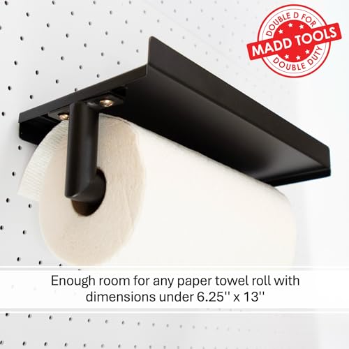 Pegboard Paper Towel Holder with Hooks, Peg Board Organizer Accessory - size: Paper Towel Bar with Shelf