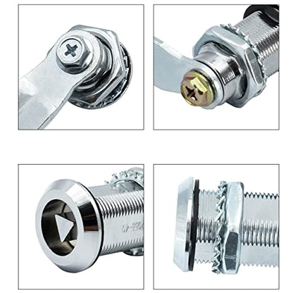 Tubular Cam Triangle Key Cabinet Lock 1-1/8” Electric Box Cabinet Drawer Lock Secures Important Documents and Drawers
