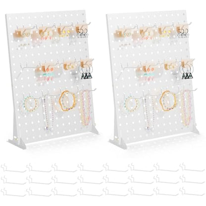 Urban Deco 2 PCS Pegboard Display Stand with 24 Hooks, 17 x 13 Inch, White - color: White, style: 2 Set 24 Hooks