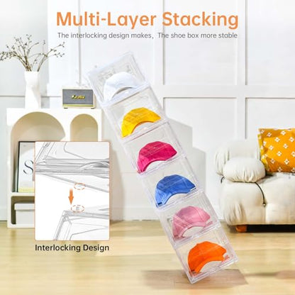 Stackable Clear Hat Organizer for Baseball Caps with Sliding Drawer - size: 2 Pack