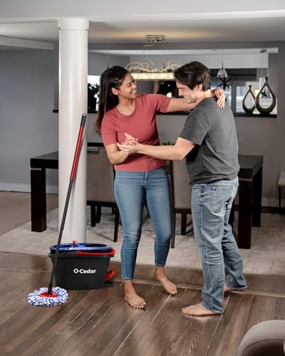 O-Cedar RinseClean Spin Mop & Bucket System + 1 Extra Mop Head | Clean with Clean Water | Removes 99% of Bacteria - color: Rinseclean Spin Mop & Bucket + 1 Extra Refill
