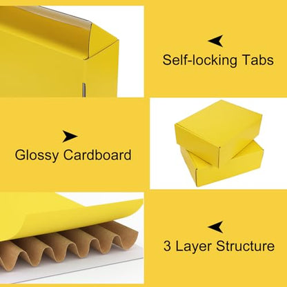 PHAREGE 6 Pack 12x9x4 in Cardboard Shipping Boxes, Lemon Yellow Gift Box - color: Yellow, size: 12x9x4 inch 6 Pack