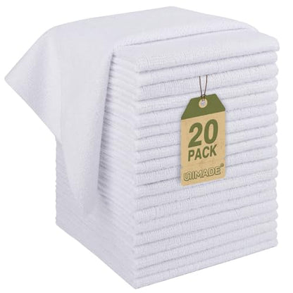 UNIMADE Microfiber Cleaning Cloth, 20 Pack Reusable Microfiber Towels - color: White, size: 20PK