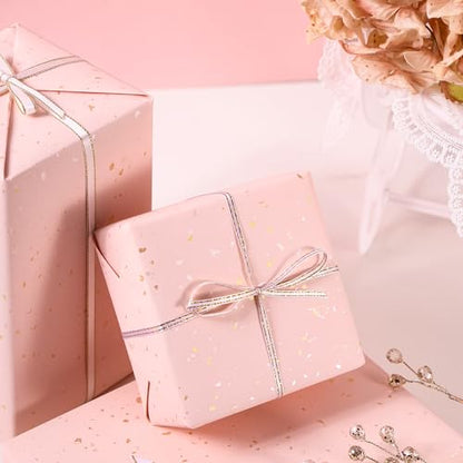 WRAPAHOLIC 30 Inch Pink Wrapping Paper Roll - 30 Inch x 16.5 Feet - Pink Gold Design with Silky Touch Perfect for Birthday, Holiday, Wedding, Baby Shower - color: Pink, size: 30 inch x 16.5 feet