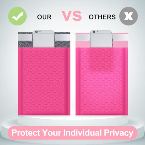 UCGOU Bubble Mailers 4x8" Hot Pink 50 Pack Usable Size 4x7" Shipping Bags - color: Hot Pink, size: 4x8" 50PC