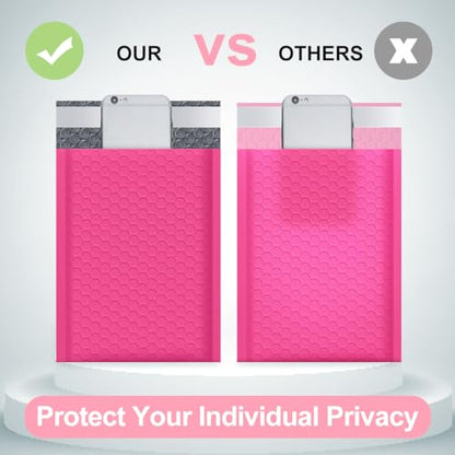 UCGOU Bubble Mailers 4x8" Hot Pink 50 Pack Usable Size 4x7" Shipping Bags - color: Hot Pink, size: 4x8" 50PC