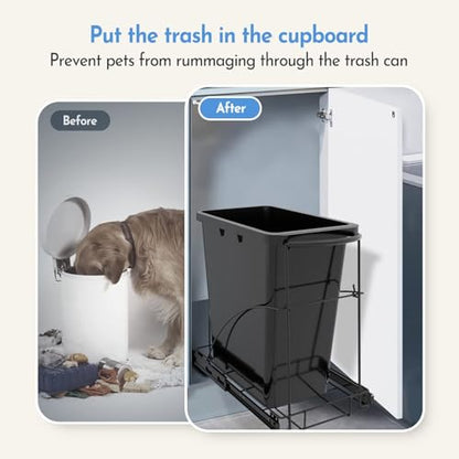 Pull Out Trash Can Under Cabinet, Heavy Duty Under Sink Organizer, Black