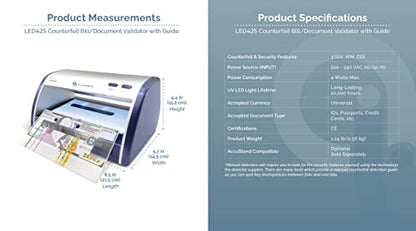 AccuBANKER LED425 Cash and Card Counterfeit Detector, 3 Point - style: LED425