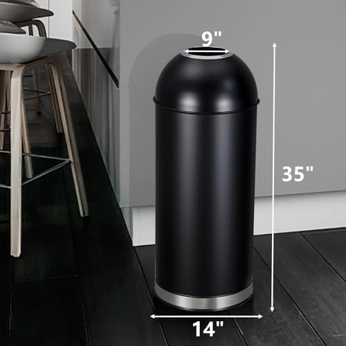 65L/17 Gallon Heavy Duty Stainless Steel Tall Commercial/Kitchen Trash Can, Round Open Top Waste Bin for Indoor and Outdoor, Durable Garbage Bin for Home Office Restaurant