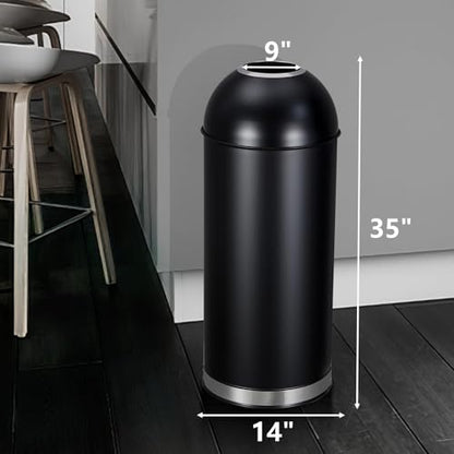 65L/17 Gallon Heavy Duty Stainless Steel Tall Commercial/Kitchen Trash Can, Round Open Top Waste Bin for Indoor and Outdoor, Durable Garbage Bin for Home Office Restaurant
