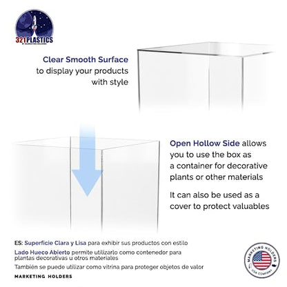 Acrylic Display Riser Box 12" x 12" x 16" Clear Throne with One Open Side No Lid Versatile Tall Lucite Retail Product Riser Storage Bin or Wedding Floral Centerpiece Pedestal by Marketing Holders