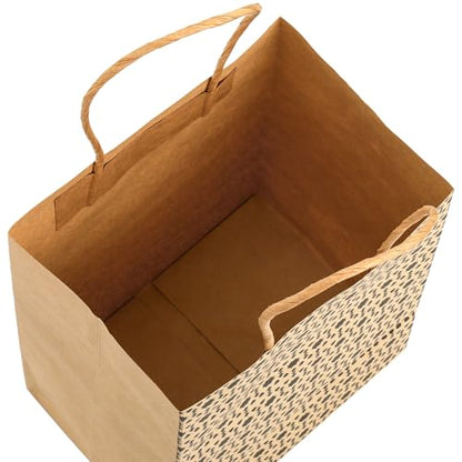 Elsjoy 100 Pack 4 Styles 5" x 8" Small Kraft Paper Gift Bags with Handles, Brown Paper Party Favor Bags, Vintage Paper Goodie Bags for Wedding, Birthday