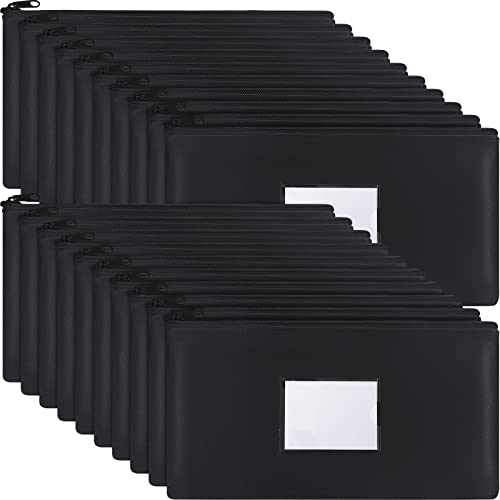 Potchen 20 Pcs Zipper Deposit Bags Money Pouches 11x6 Inch,Black - color: Black
