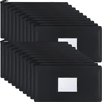 Potchen 20 Pcs Zipper Deposit Bags Money Pouches 11x6 Inch,Black - color: Black