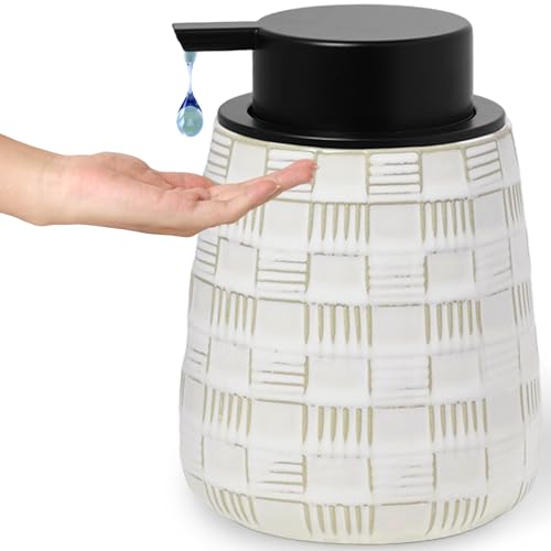 Ceramic Soap Dispenser, Lotion Dispenser with Pump 12oz (White Liquid Pump) - color: Farmhouse White Liquid Pump