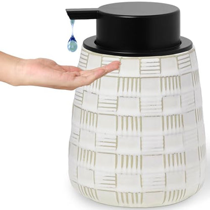 Ceramic Soap Dispenser, Lotion Dispenser with Pump 12oz (White Liquid Pump) - color: Farmhouse White Liquid Pump