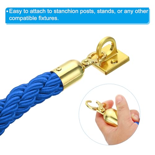 PATIKIL Stanchion Rope, 1.2m/3.9Ft Barrier Rope Twisted Post Ropes for Posts Stands Queue Divider Crowd Control of Hotel, Blue Golden - color: Blue, Golden, size: 3.9Ft