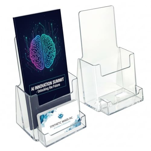 Azar Displays, 252922, Counter Brochure Holder for Trifold Flyers, Business Card or Gift Card Attachment, Advertisment Retail Display Stand, Countertop Literature Organizer, Acrylic, Clear, 10-Pack - size: 10-Pack, style: Business Card Pocket