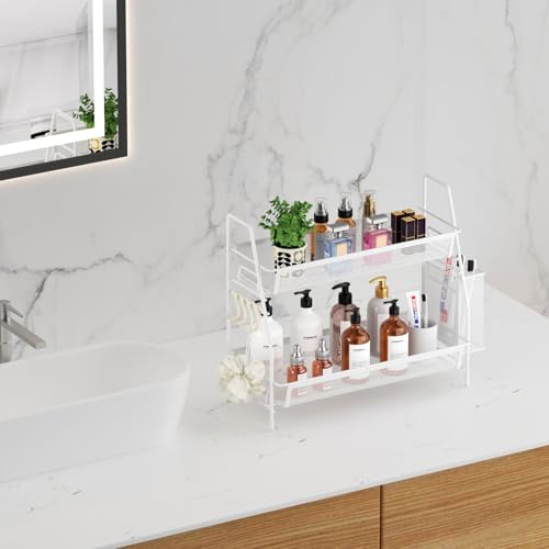 VITVITI 2 Tier Bathroom Countertop Organizer, Vanity Storage Shelf, White - color: 2 Tier Large White