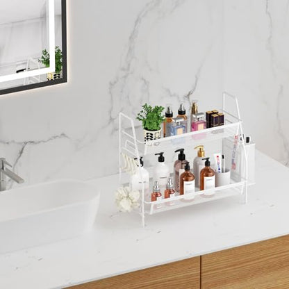 VITVITI 2 Tier Bathroom Countertop Organizer, Vanity Storage Shelf, White - color: 2 Tier Large White