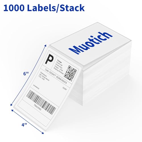 4x6 Direct Thermal Labels, 1000 Fanfold Labels with Perforated Line - color: White-1000 Labels
