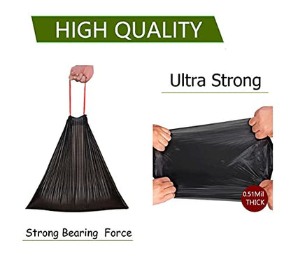 Feisco 1.6 Gallon Black Trash Bag,6L Drawstring Garbage Bag Trash Can Liner,120 Counts,0.51 Mil - size: 1 Count (Pack of 120)