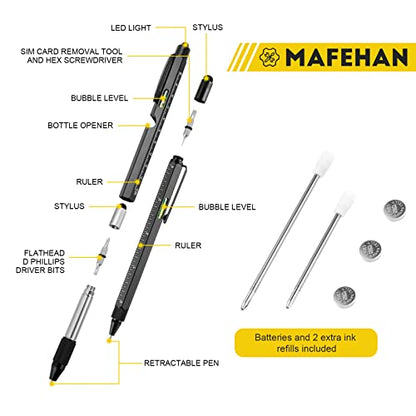 MAFEHAN 10-in-1 Multitool Pen Set, Gifts for Men Dad Husband Grandpa - color: Black&black