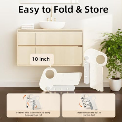 Soladder Foldable Toddler Step Stool for Bathroom Sink,Gray - color: Gray