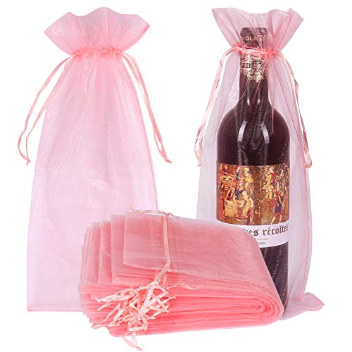 HRX Package 30pcs Mesh Organza Wine Bags for Gift Giving (Pink) - color: Blush Pink