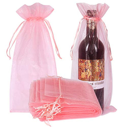 HRX Package 30pcs Mesh Organza Wine Bags for Gift Giving (Pink) - color: Blush Pink