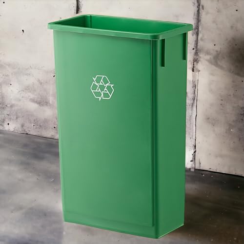 23 Gallon Green Tall Slim Plastic Trash Cans for Kitchen and Restaurant - Industrial Commercial Garbage Cans - color: Green, size: 23 Gallon