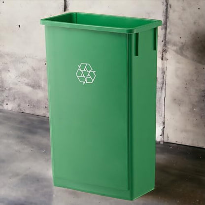 23 Gallon Green Tall Slim Plastic Trash Cans for Kitchen and Restaurant - Industrial Commercial Garbage Cans - color: Green, size: 23 Gallon