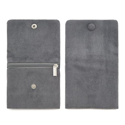 2pcs Zipper Small Velvet Jewelry Pouches,4"x4",Light Grey - color: Light Grey