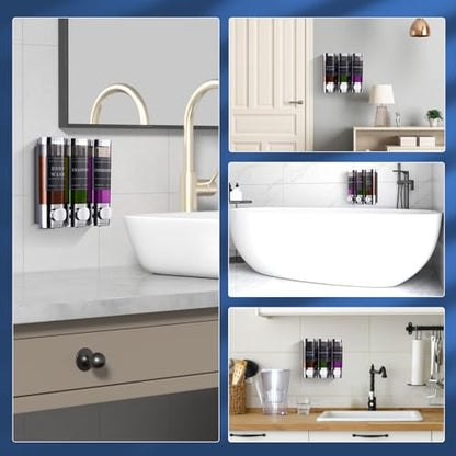 Shower Soap Dispenser Wall Mounted No Drill Shampoo Dispenser for Shower Wall Shampoo and Conditioner Dispenser Bathroom Hotel 3 * 300ml Chrome Self - color: Chrome New